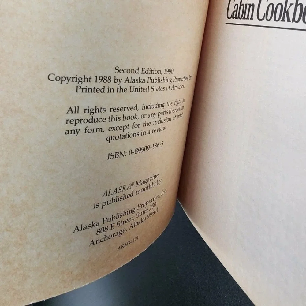 Alaska Magazine Cabin Cookbook Paperback New‎ Old Stock Wild Game Fish Fowl 1990